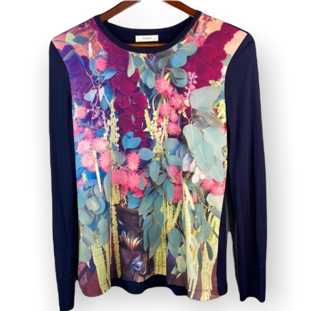 Paul Smith Floral Print Long Sleeve Top in Navy, Pink, Blue, Green